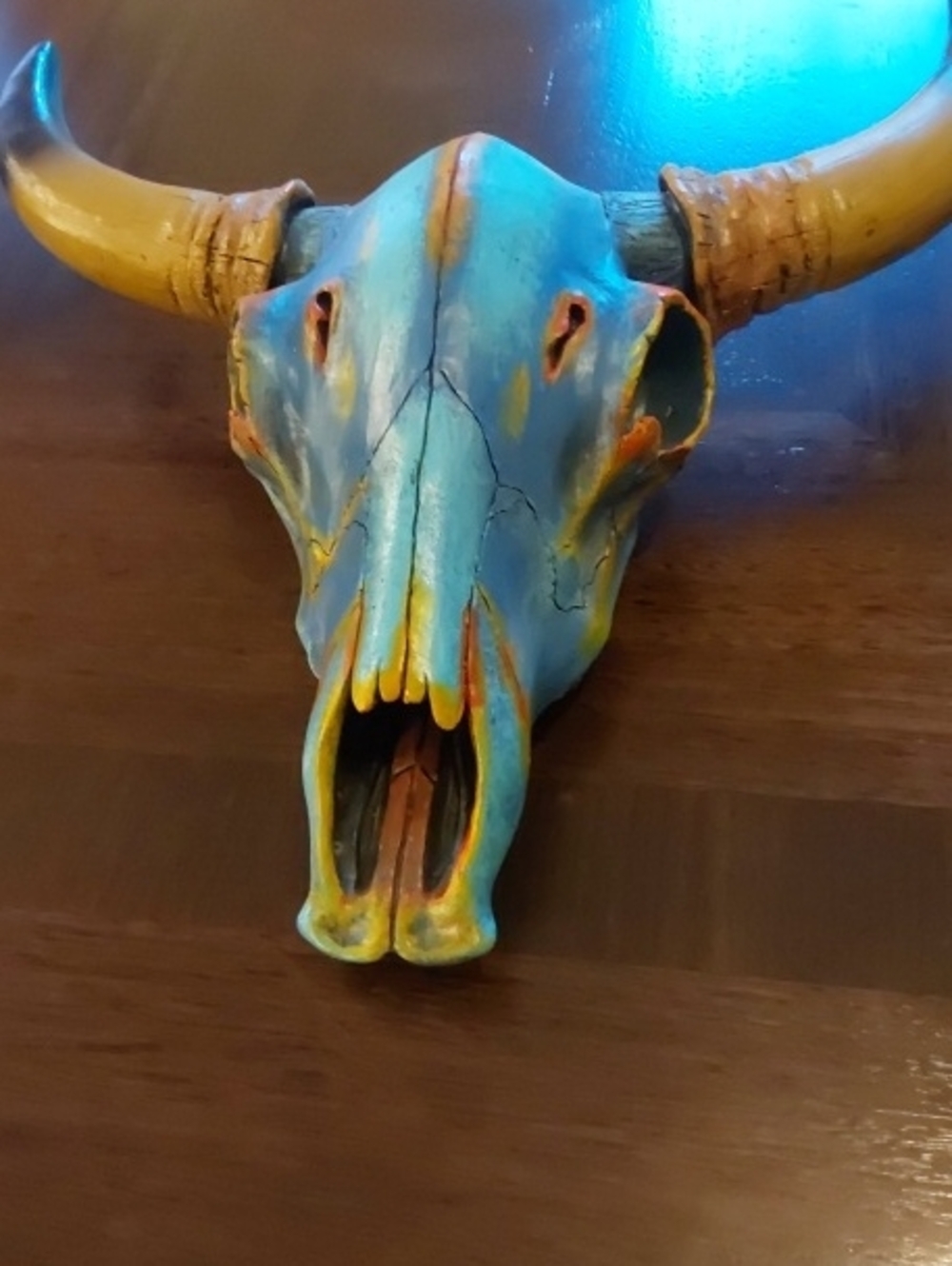 Hobby Lobby Turquoise and Gold Skull Wall Sculpture